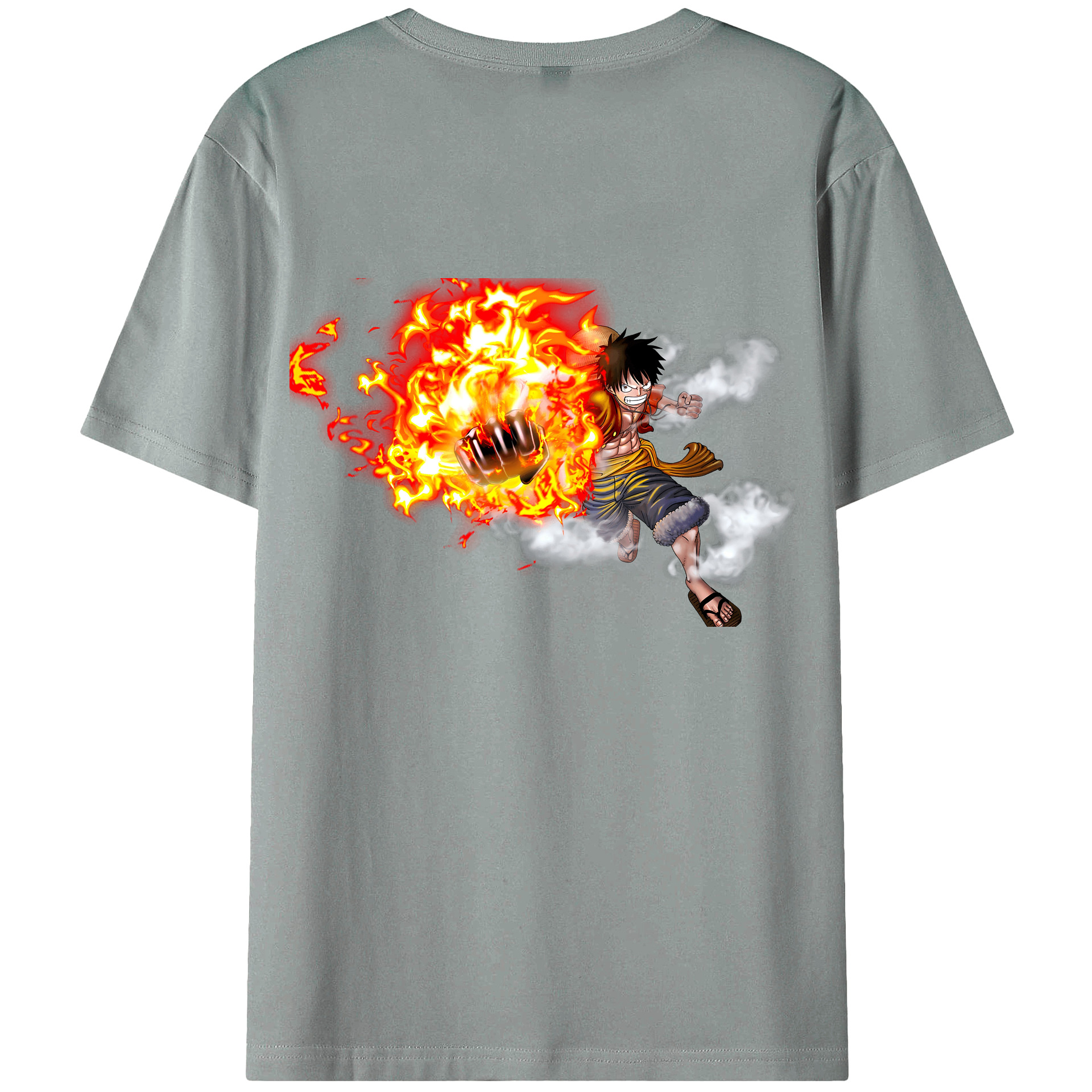 ワンピース モンキー・D・ルフィ ONE PIECE Monkey D. Luffy 綿100％ メンズ半袖Tシャツ（バックプリント） 通気性